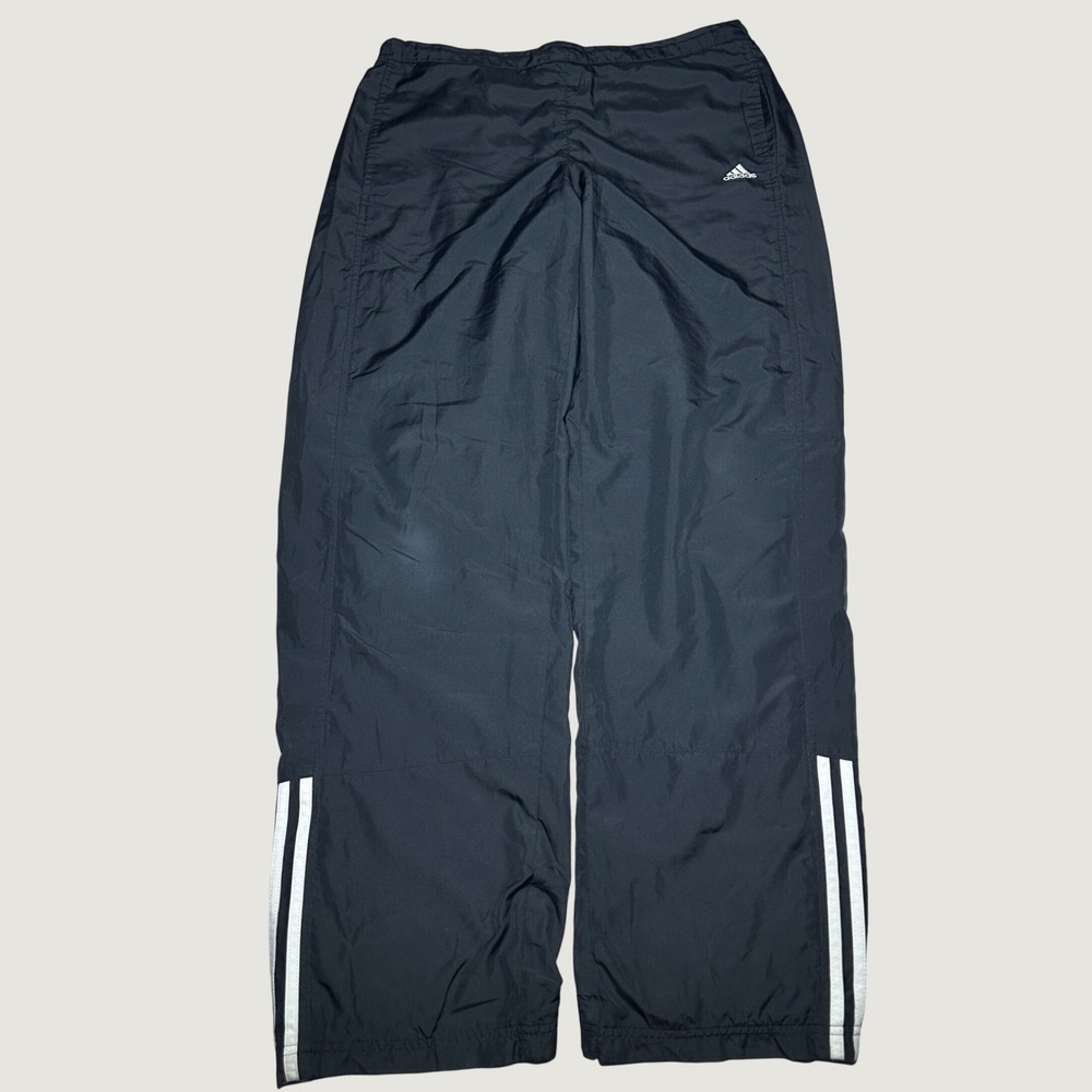 Adidas Track Pants Mens Large 3 Stripe Mesh Lined Windbreaker Black Vintage Y2K